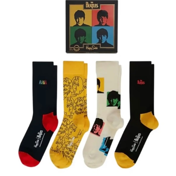 New Happy Socks THE BEATLES Gift Set M/L 4 Pack $75 - Picture 2 of 9